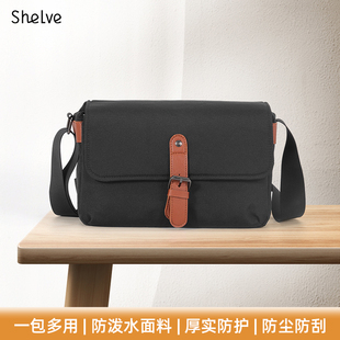 Shelve单反相机包文艺复古适用于佳能尼康斜挎多功能单肩摄影包