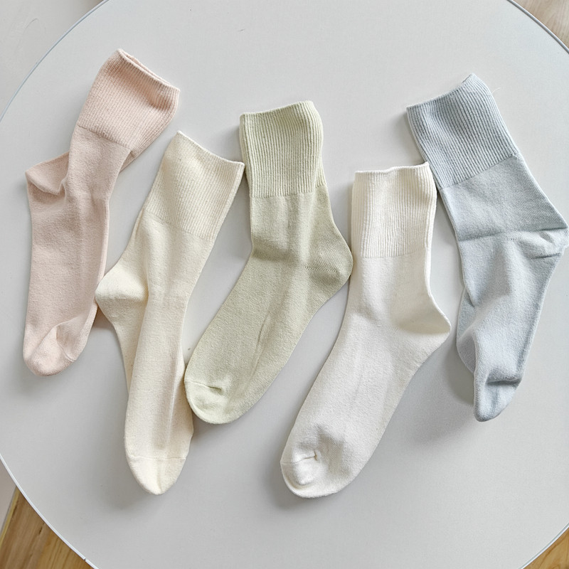 双针女士棉袜子中筒袜细纱线弹力松口袜不勒脚踝袜子女纯色,女士内衣/男士内衣/家居服,中筒袜,淘宝优惠券,粉丝福利购,淘宝优惠卷