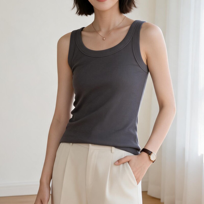 显瘦遮副乳优可丝女无袖薄款背心弹力莫代尔棉修身内搭防走光打底
