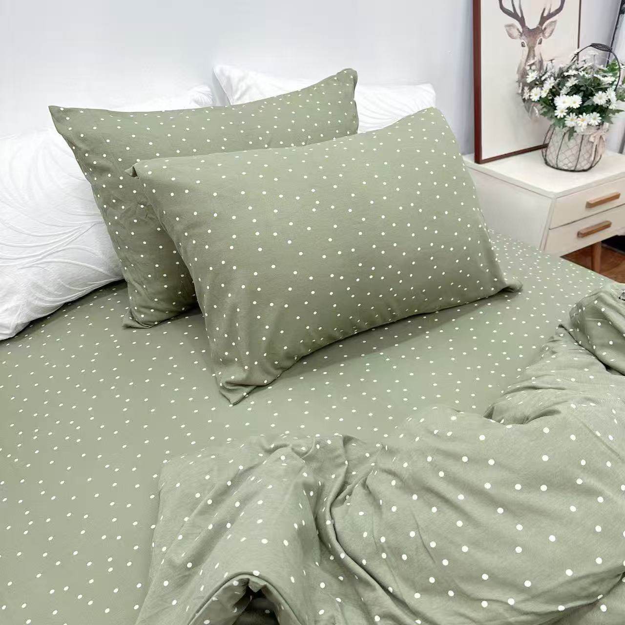 新疆棉针织纯棉四件套双人床上用品床单被套枕套A类全棉无静电