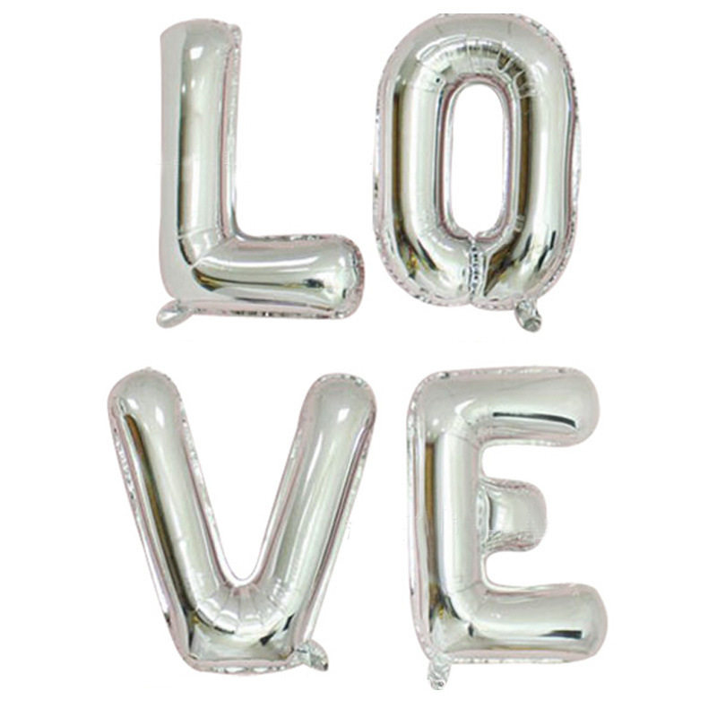 32寸LOVE字母铝膜气球美版瘦体婚礼婚房求婚布置生日装饰金色银色