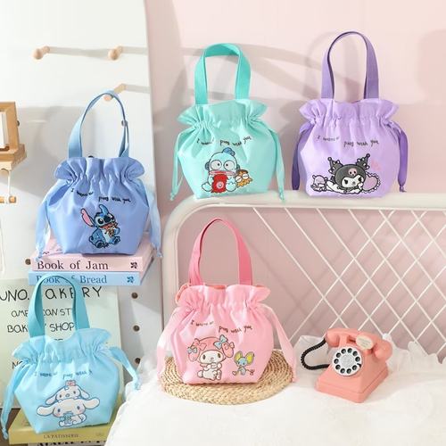 日系抽绳饭盒袋可爱日式束口袋学生上班便当包手提带饭儿童小拎包