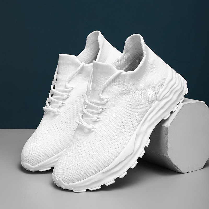 跨境专供速卖通亚马逊大码运动女鞋透气飞织袜子鞋低帮系带