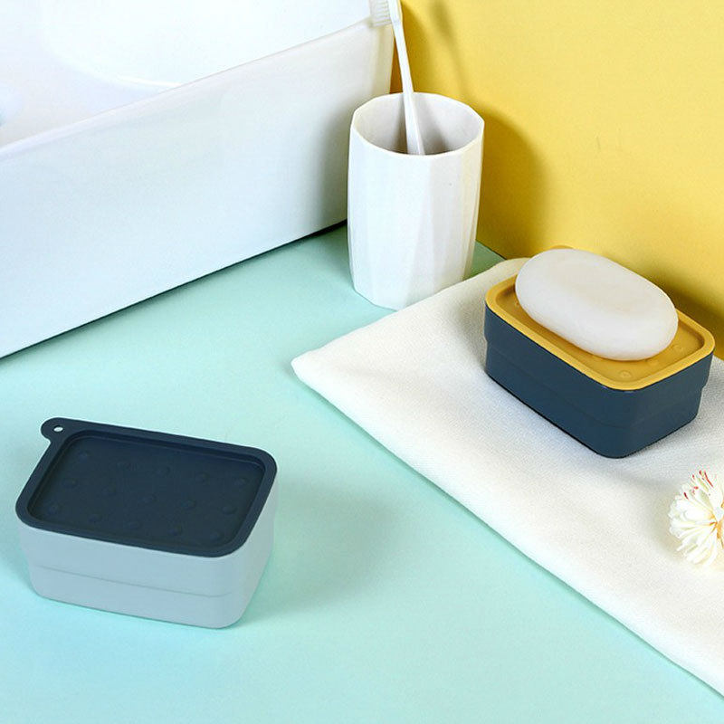 多功能旅行肥皂盒带毛刷海绵垫组合式皂盒家用卫生间浴室带盖皂架