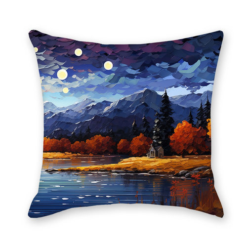 梵高星空印花靠枕家居装饰艺术抱枕靠沙发客厅汽车舒适靠枕批发