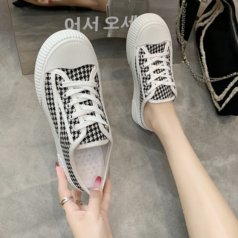 饼干厚底帆布鞋女2025夏季新款百搭圆头软底低帮舒适一脚蹬