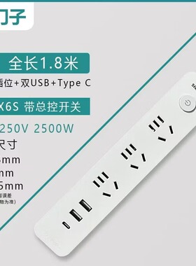 西门子风逸多功能插线板插排多孔插线板带线双USB+type-C快充家用