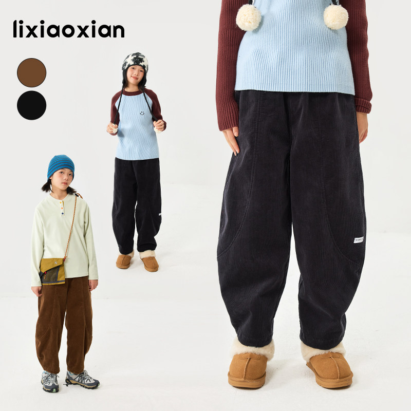 梨小闲儿童冬款灯芯绒加绒休闲裤