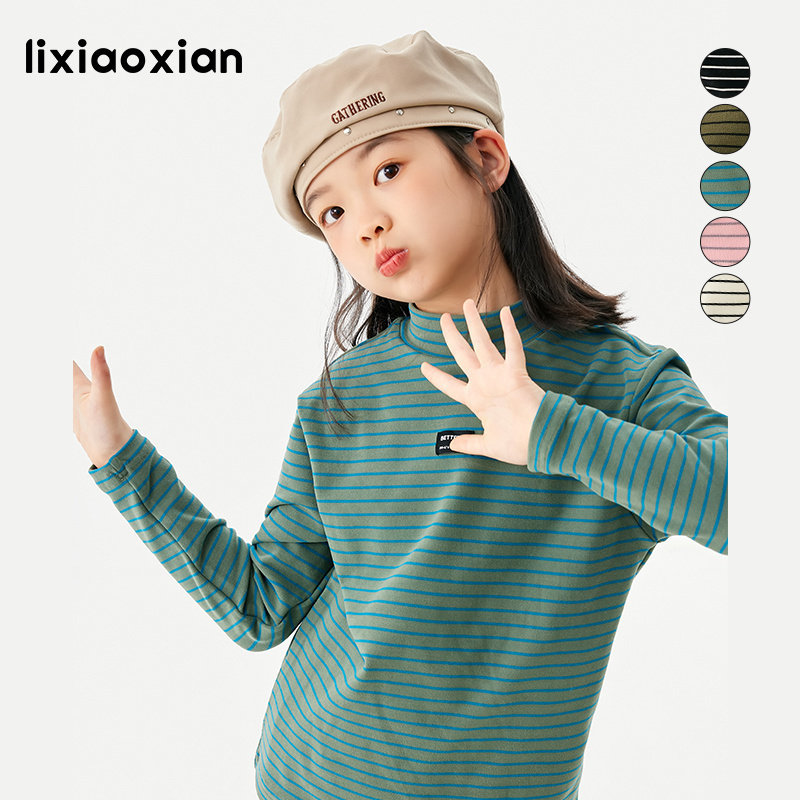 梨小闲儿童半高领百搭德绒打底衫