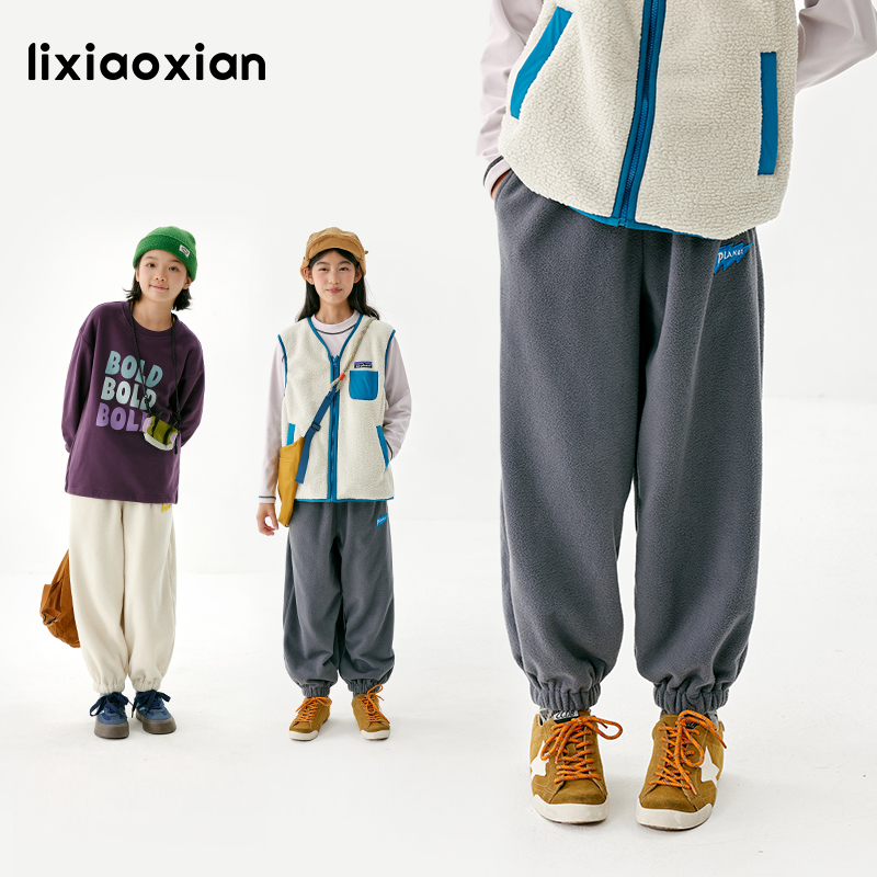 梨小闲原创冬款摇粒绒束脚运动裤