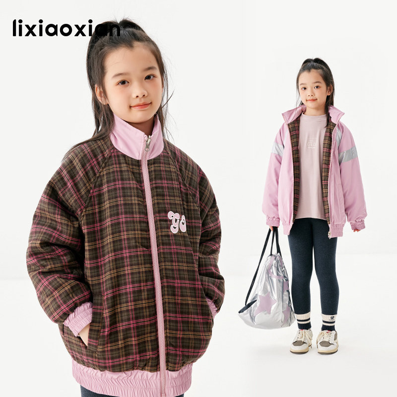 梨小闲女童冬正反2穿棉服