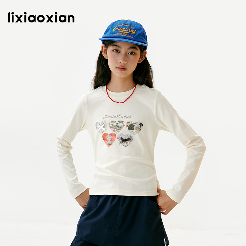 梨小闲女童秋款长袖T恤儿童印花休闲内搭打底上衣中大童百搭t,童装/婴儿装/亲子装,T恤,淘宝优惠券,粉丝福利购,淘宝优惠卷