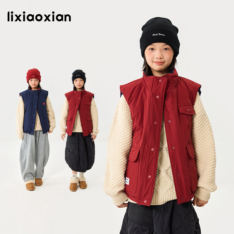 梨小闲女童冬季喜庆新年暖棉马甲