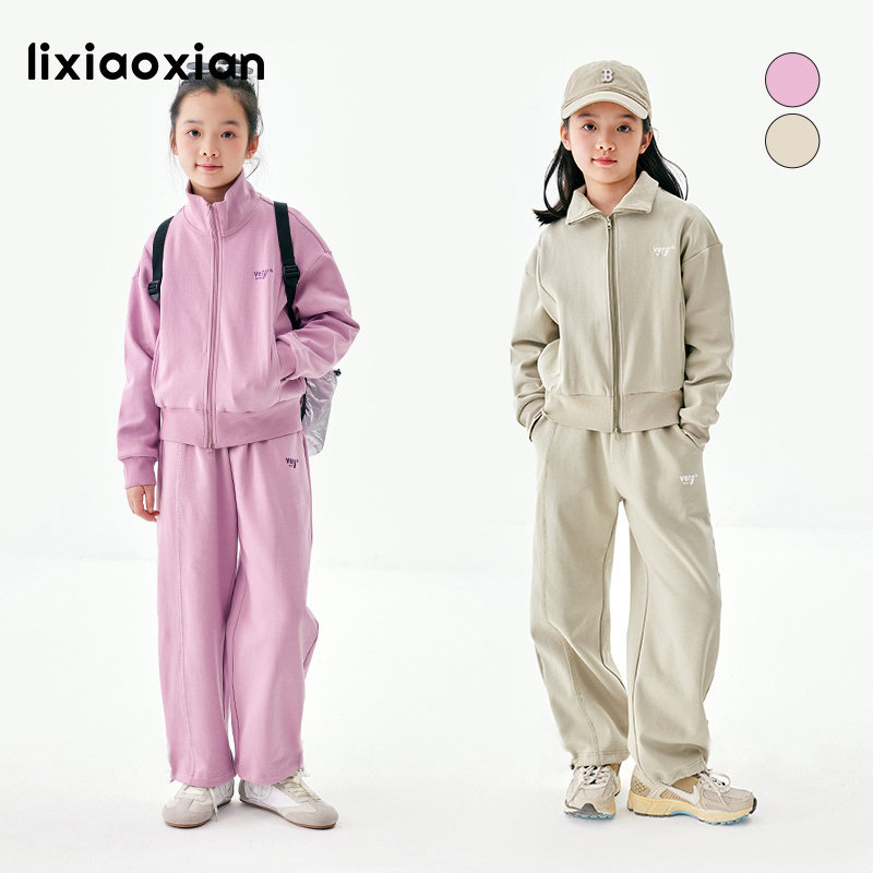 梨小闲女童抗皱运动时髦套装