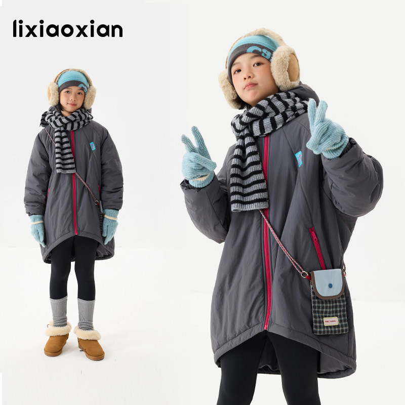 梨小闲女童冬oversize保暖棉服