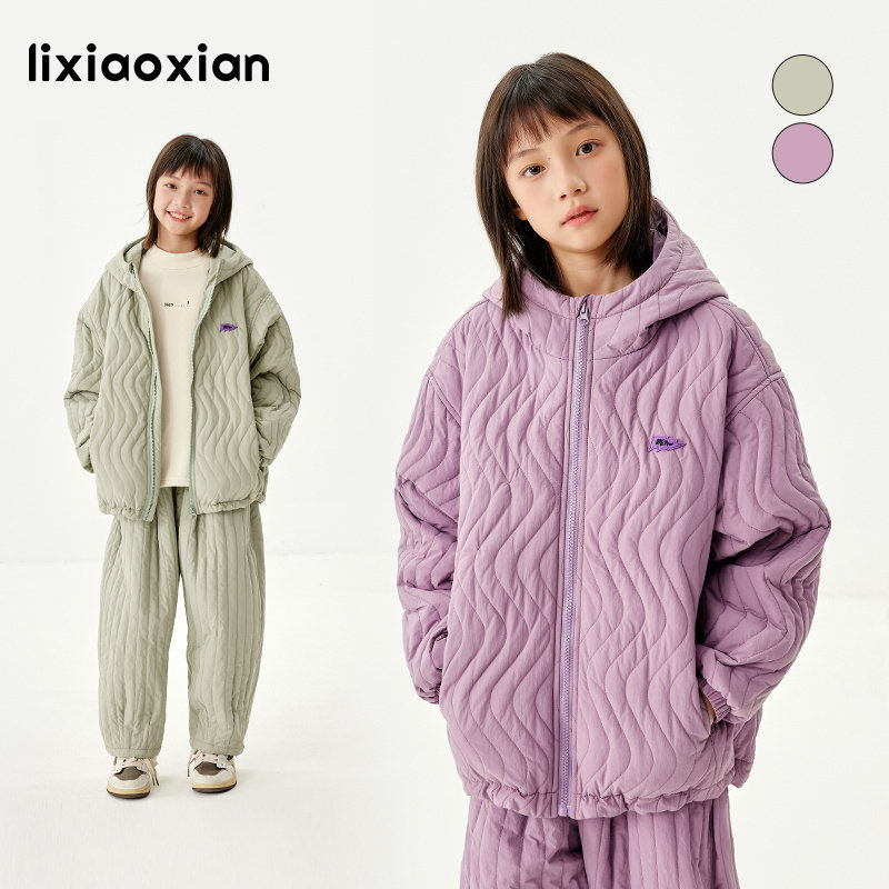 梨小闲女童波浪绗线棉服外套儿童连帽保暖服冬新款中大童棉袄,童装/婴儿装/亲子装,棉袄/棉服,淘宝优惠券,粉丝福利购,淘宝优惠卷