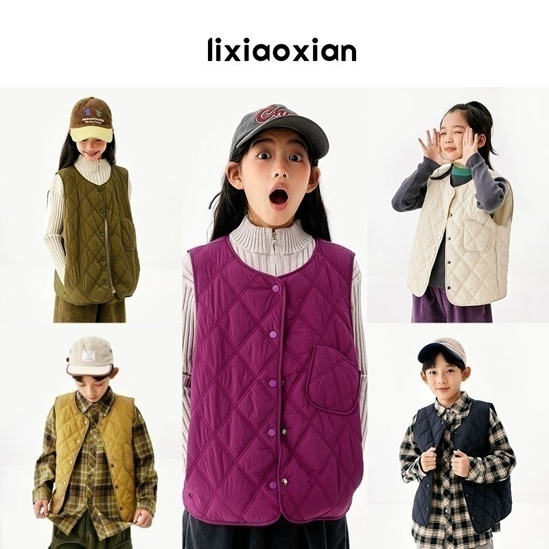 梨小闲儿童百搭棉冬纯色百搭马甲