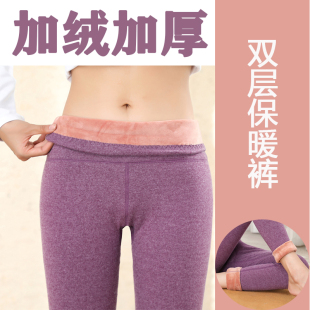 冬季 高弹棉裤 女内穿纯棉羊毛磨毛高腰加厚超柔大码 双层加绒保暖裤