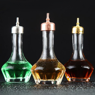 进口日式苦精瓶 苦艾瓶 苦味瓶 酒吧调酒玻璃瓶手工雕刻瓶30/50ml