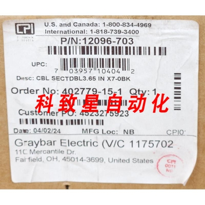 工业配件CPI CHATSWORTH PRODUCTS 12096 703 X7-OBK双面窄垂直线