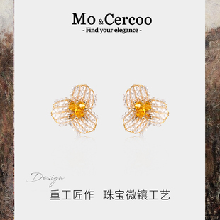 Mo&Cercoo丁香晶梦手工编织清新耳环耳坠饰小众设计感高级女耳钉