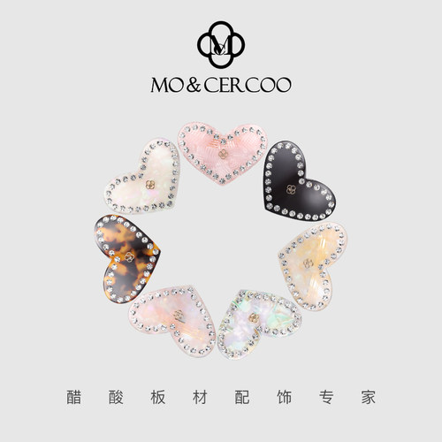 Mo&Cercoo刘亦菲黄亦玫粉色爱心醋酸碎发夹刘海侧边夹发卡子头饰