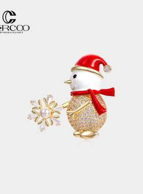 Cercoo/奢蔻圣诞雪人胸针高档女西服胸花毛衣配饰高级感衣服别针