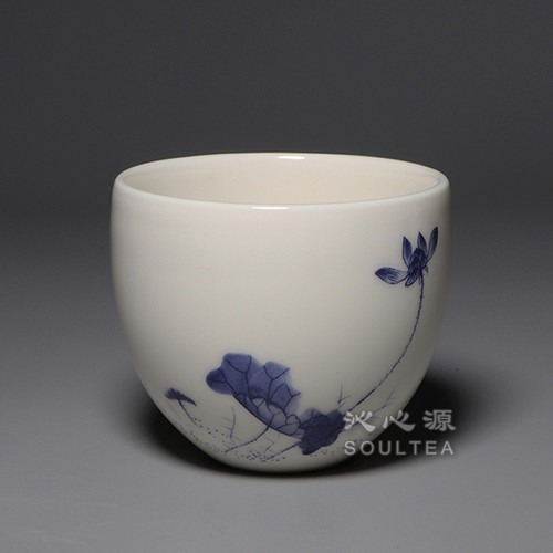 台湾三希粉彩蝴蝶鸡心杯同心水杯