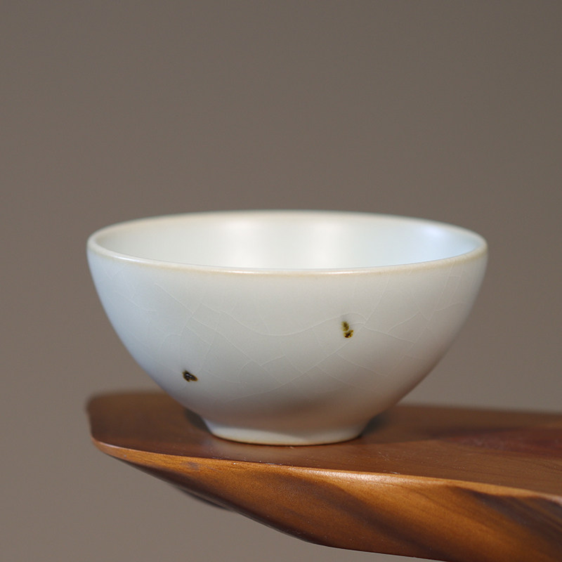 台湾章格铭迷工造物铁斑汝窑杯主人杯青瓷杯温润素雅 开片 80ml