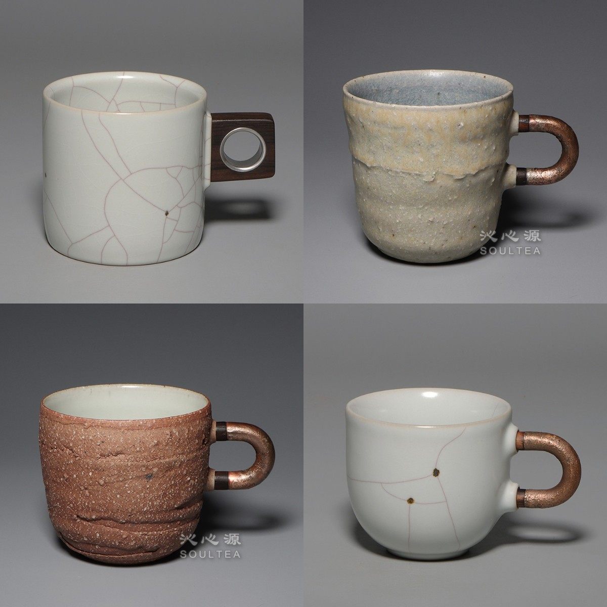 台湾章格铭迷工汝窑铁斑马克杯 咖啡杯 办公杯 原木把正品授权