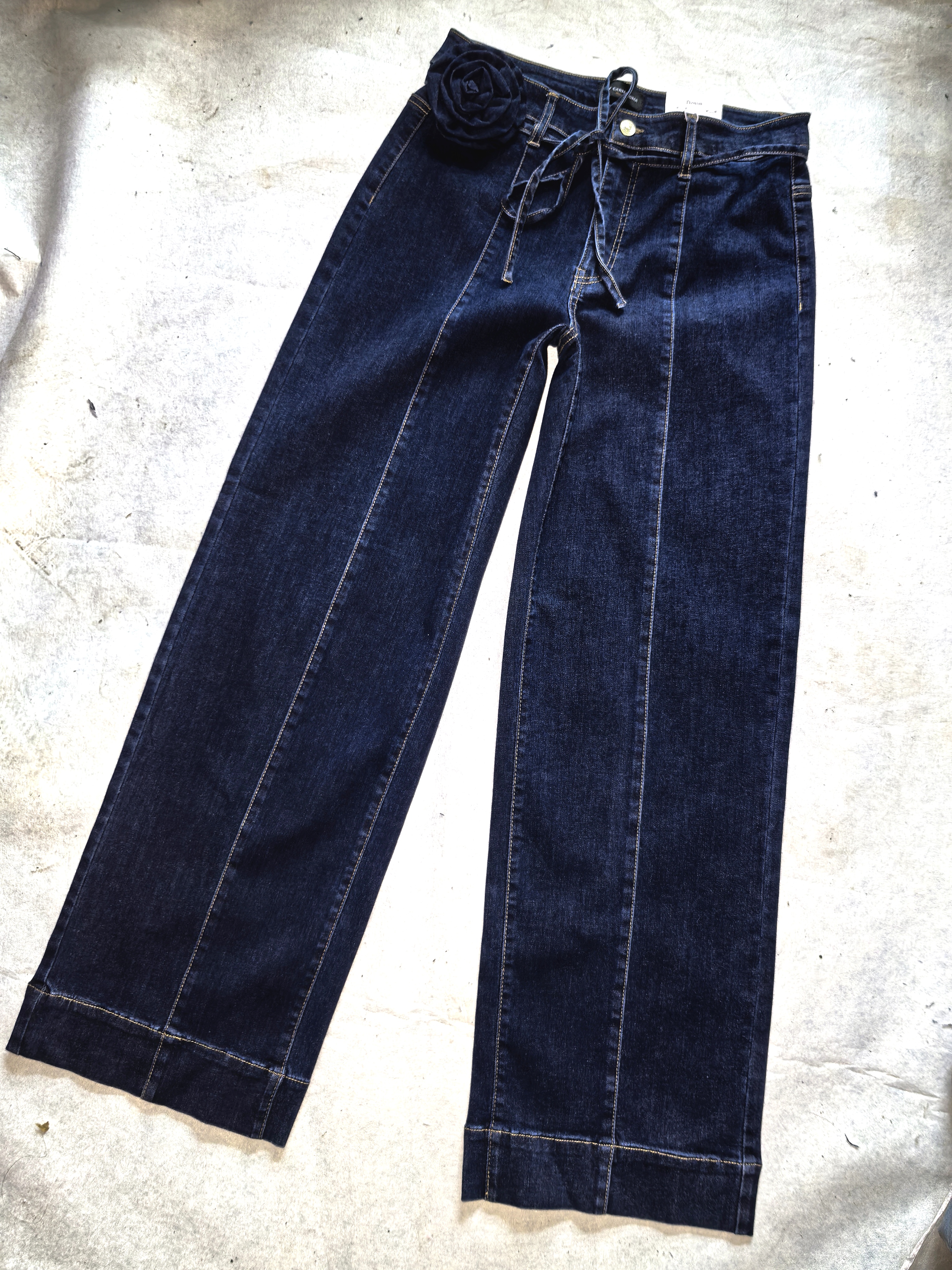 秋冬外贸原单大码高腰高弹力修身显瘦百搭复古加长牛仔直筒阔腿裤