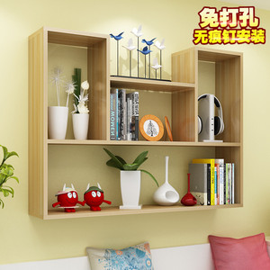 墙上置物架客厅创意装饰架壁挂卧室隔板书架厨房壁柜木板格子层架