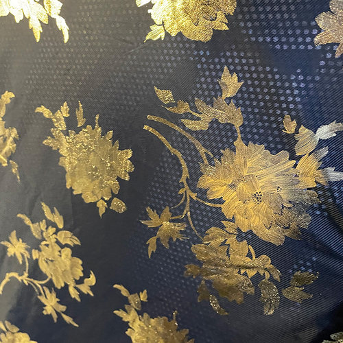 莱卡布花图烫金布料舞台服舞蹈服裙装面料莱卡莱烫金料黑色透明布