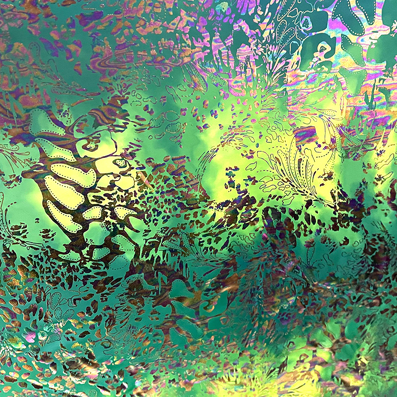 莱卡布彩色植物形状烫金高弹力面料四面弹力面料莱泳装舞台服布料