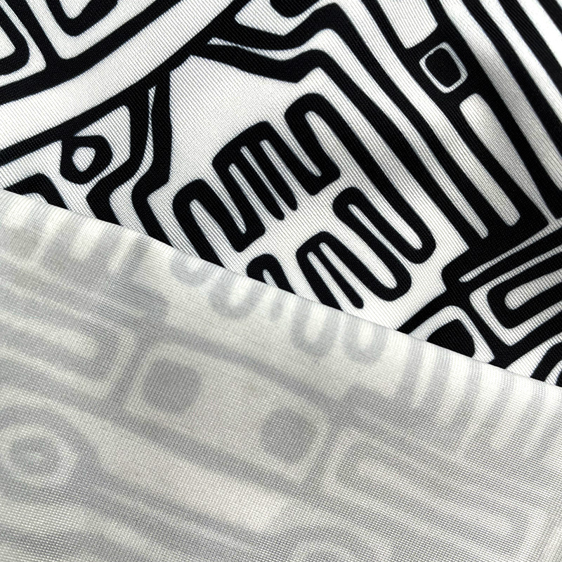 莱卡布黑白数码印花高弹力四面弹布料泳衣内衣内裤服装用料莱卡布