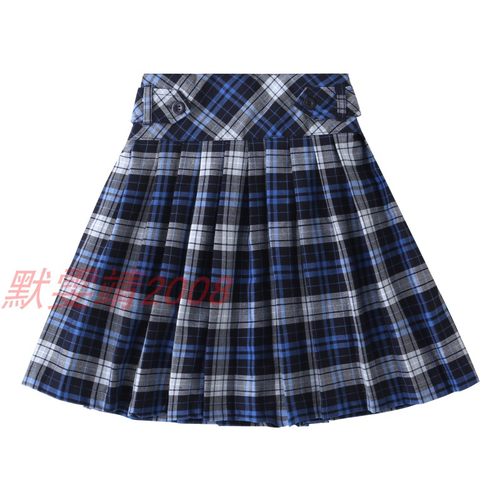 校服格子欧美风百褶裙