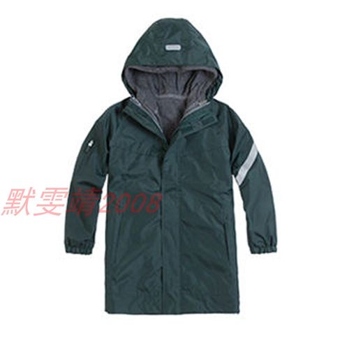 校服同款中长款冲锋衣两件套墨绿