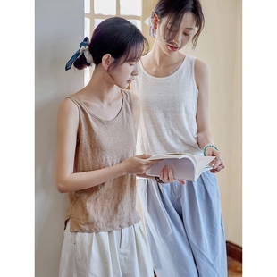 小众原创2025女士100汉麻背心针织跨栏背心四季打底衫透气不扎