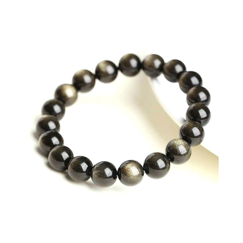 天然黑曜石手链男女圆珠串珠
