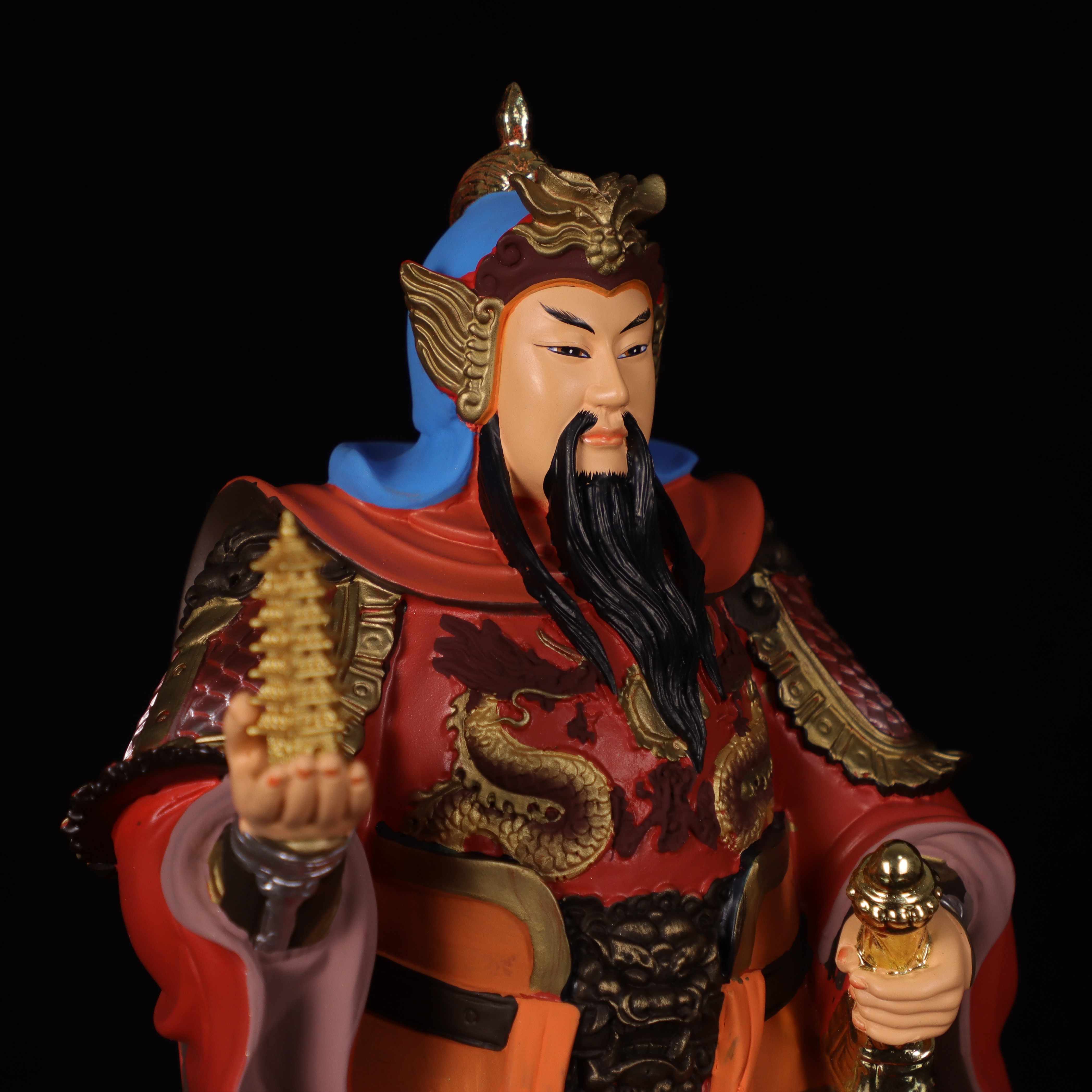 托塔李天王像树脂佛像12寸16寸李靖李元帅家用客厅桌面人物摆件
