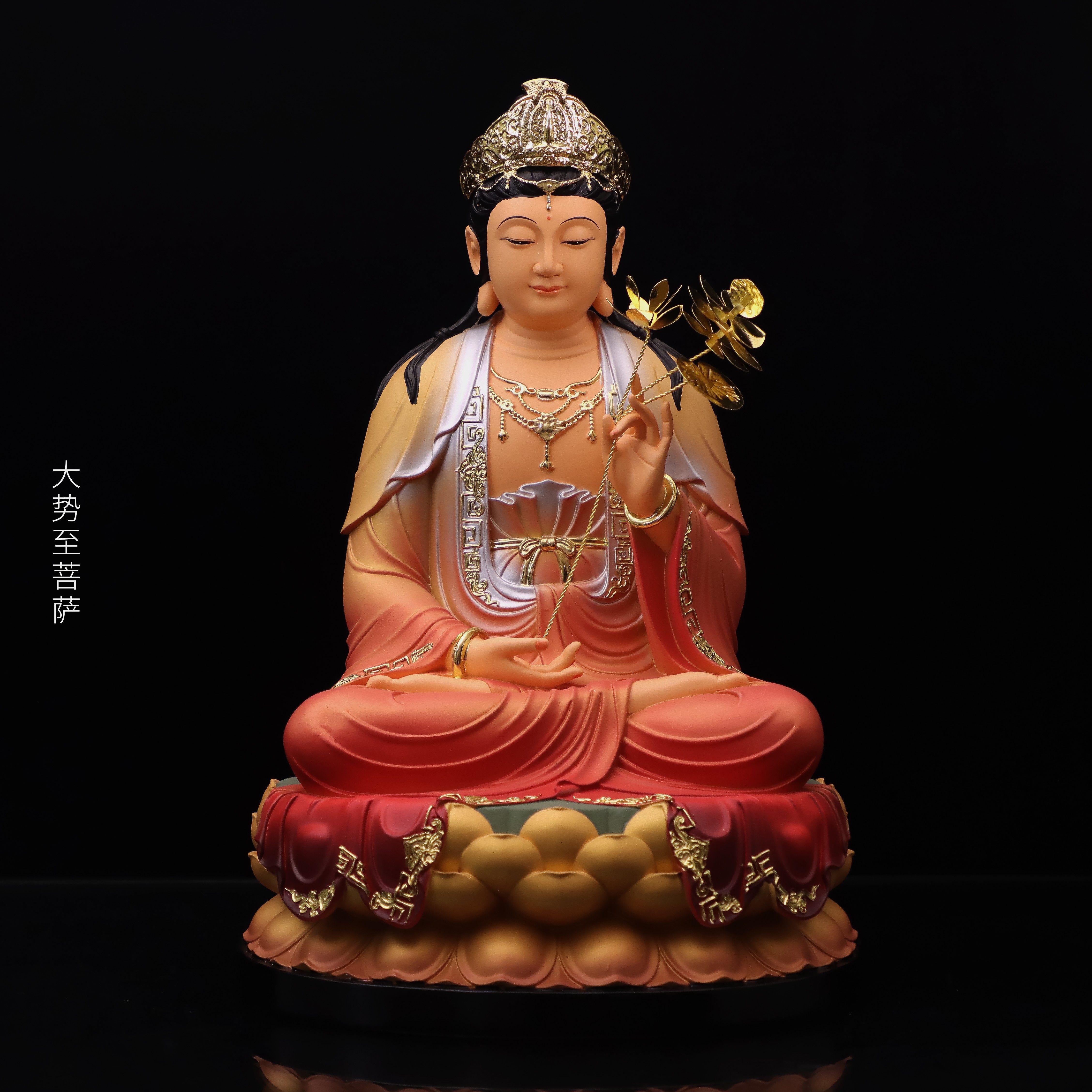 大势至菩萨佛像娑婆三圣树脂像家用供奉本命佛12 16寸客厅摆件