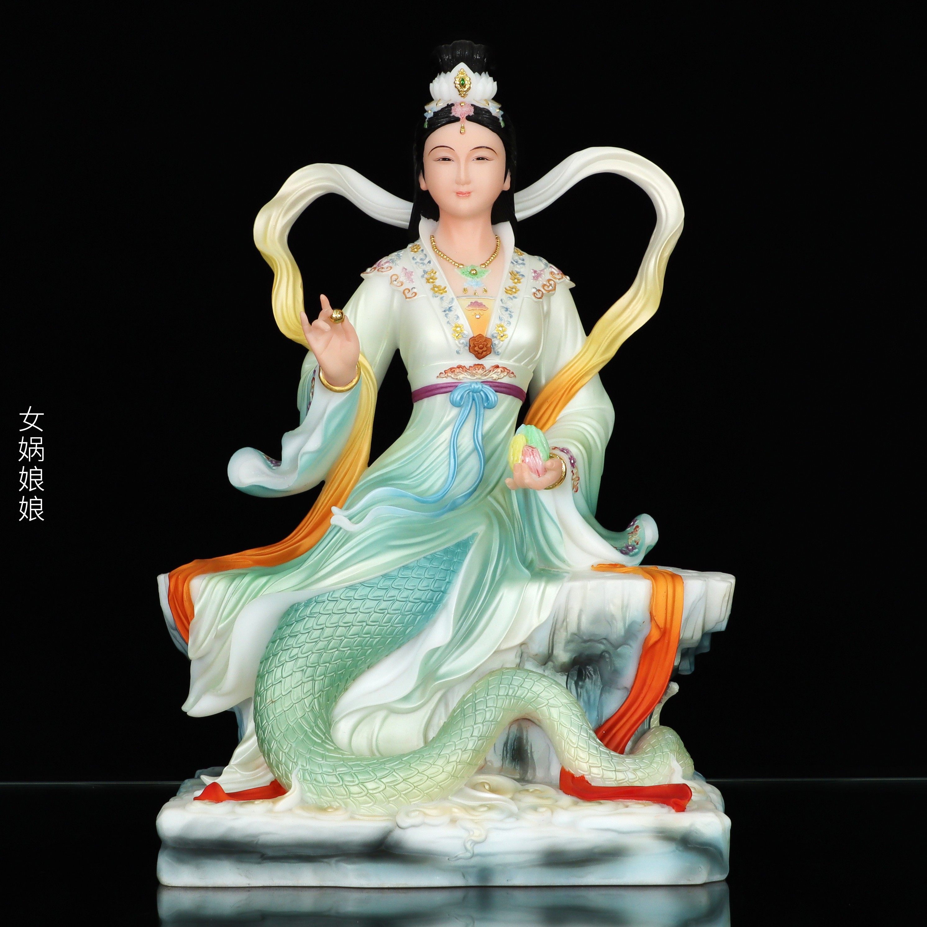 汉白玉女娲娘娘神像女娲补天大地之母佛像家用供奉寺庙精致摆件