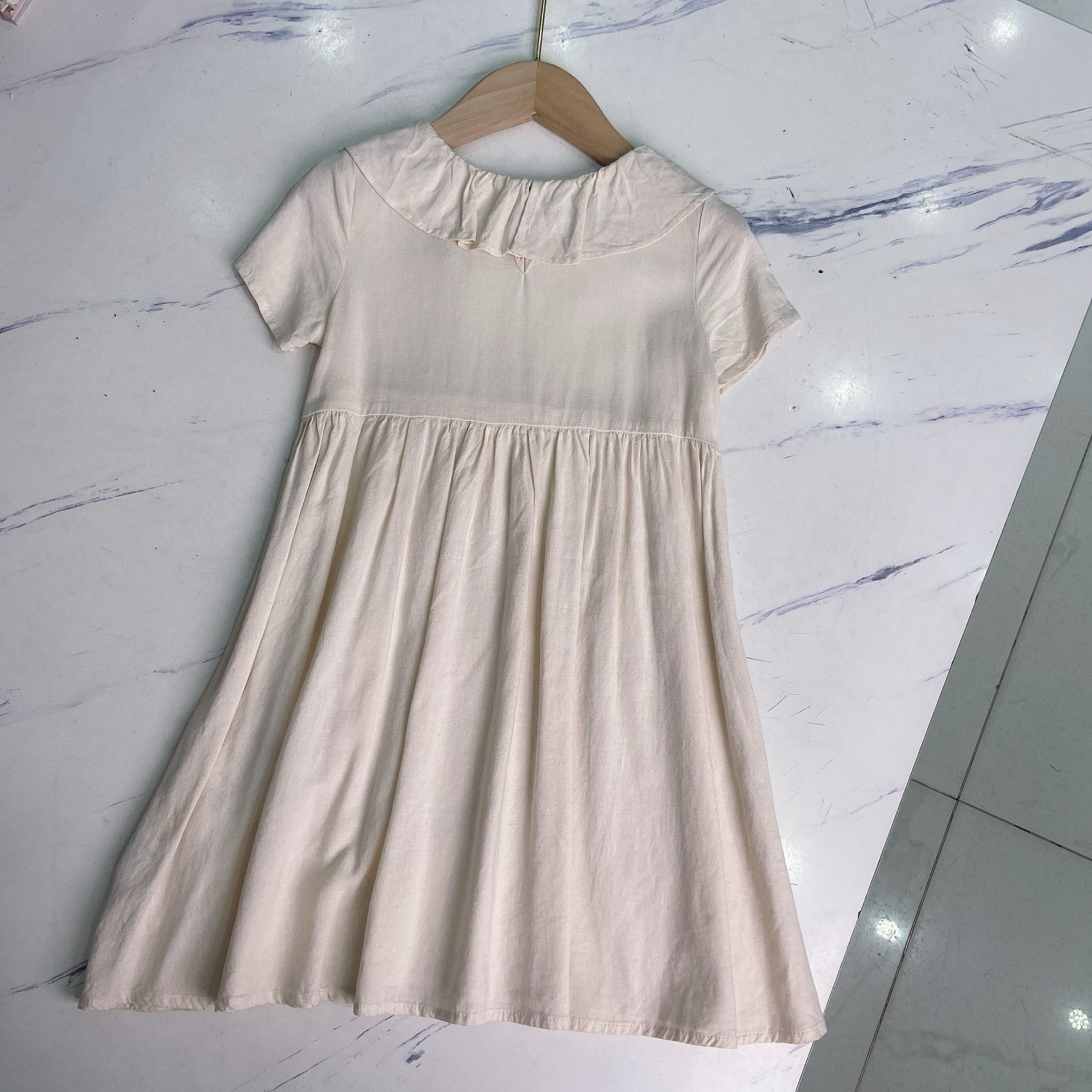女童连衣裙夏季麻棉连衣裙中大童裙子儿童短袖女孩公主裙955112
