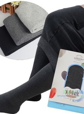 心宇1816L-3冬款女美颜棉显瘦竖条纹优品裤棉质加绒一体连袜裤
