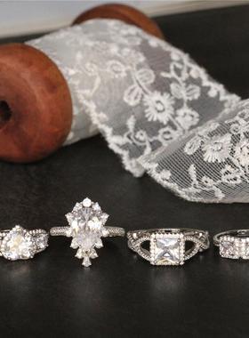 仿真锆石豪华风结婚戒指可定制