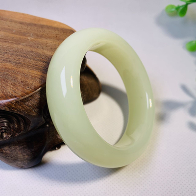 新疆和田玉黄口料手镯宽版天然若羌老料黄玉镯子配证书细腻油润