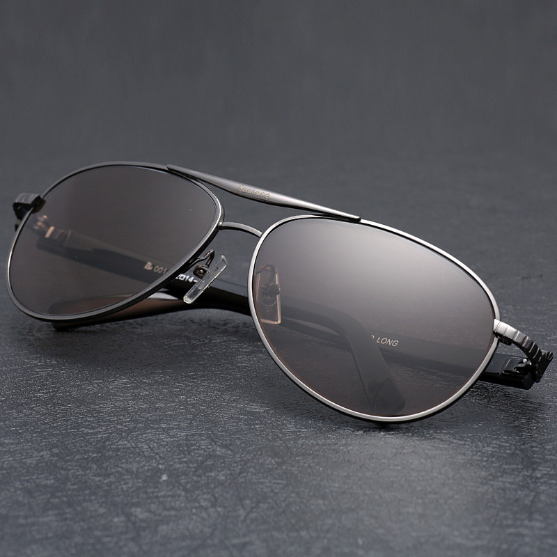 天然水晶石眼镜男款石头镜太阳镜 蛤蟆镜飞行员式眼镜 茶色水晶镜