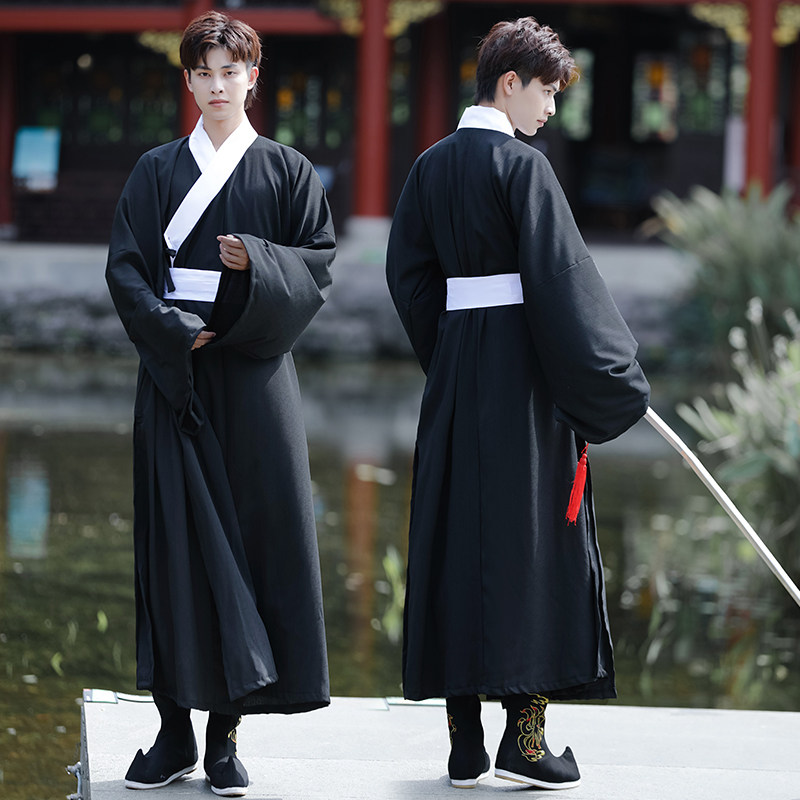 汉服男武侠风黑色霸气剑客侠客宋制交领长衫中国风古风民族摄影服