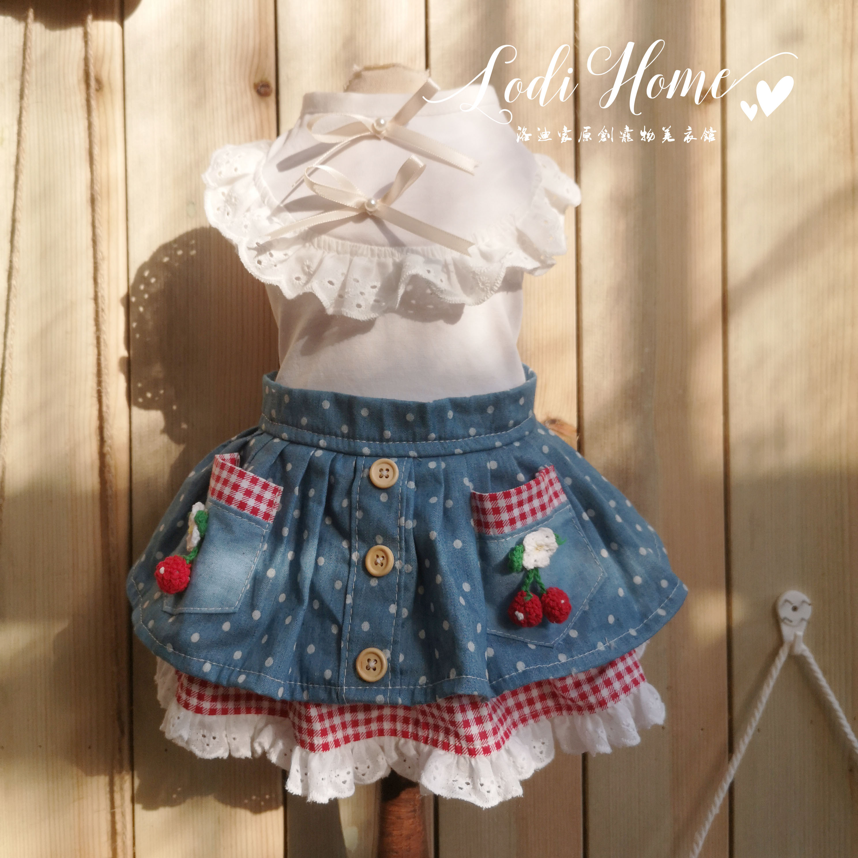 洛迪家猫咪泰迪博美甜美公主蕾丝