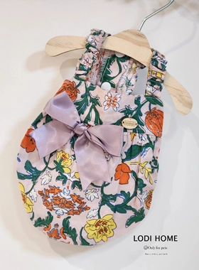 洛迪家比熊贵宾紫色碎花吊带裙猫咪泰迪猫狗宠物小中型犬衣服春夏